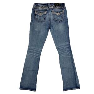 Miss Me Jeans 31x32 Wing Embroidery Mid Rise Easy Boot Bling Flap Pockets